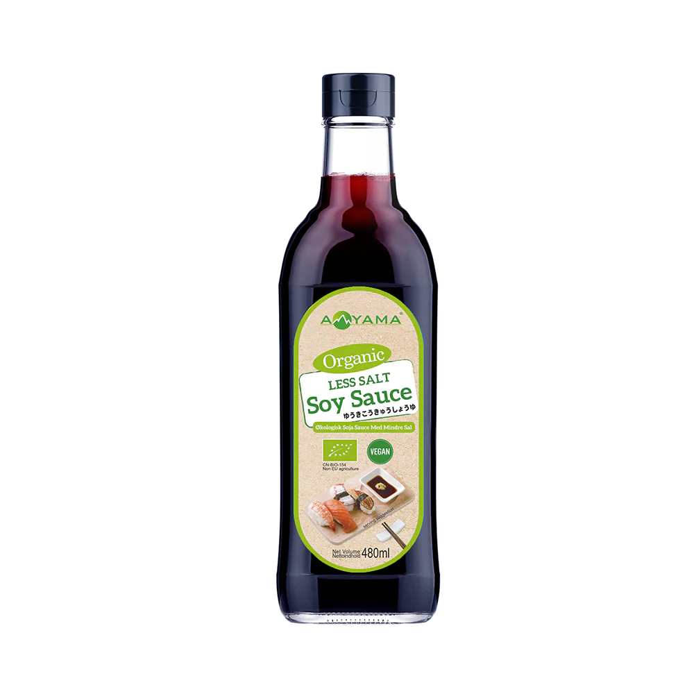 Aoyama Organic Less Salt Soy Sauce 480ml (Case 12)