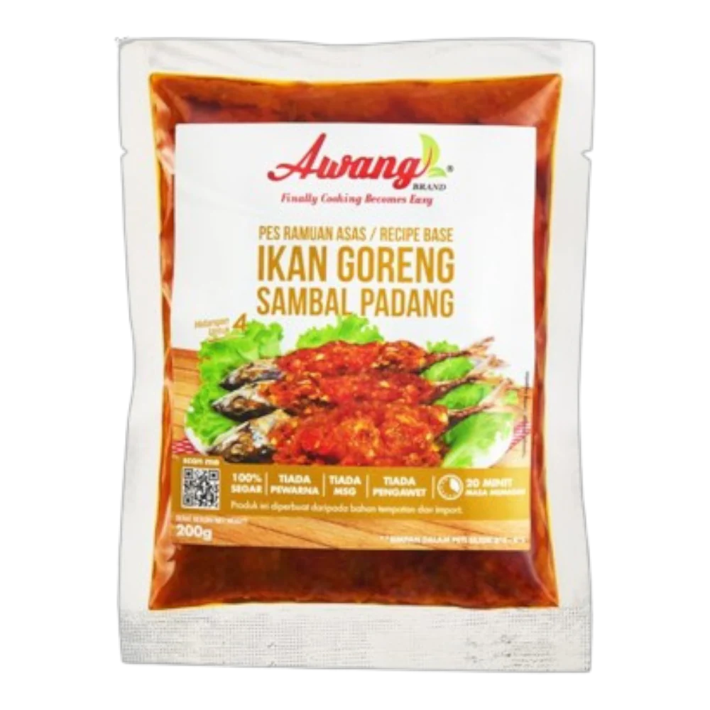 Awang Brand Padang Indo Fried Sambal Fish/Seafood Base Paste 200g (Case 24)