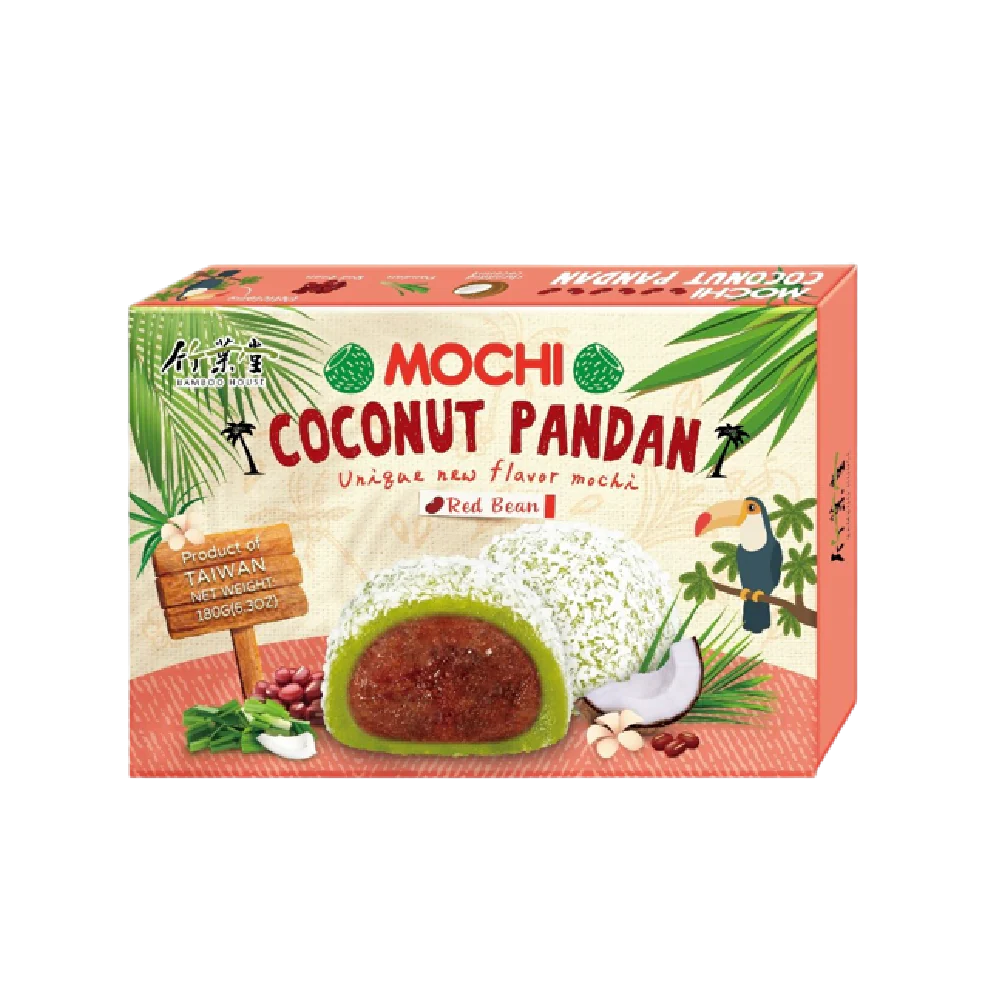 Bamboo House Coconut Pandan Mochi - Red Bean 180g