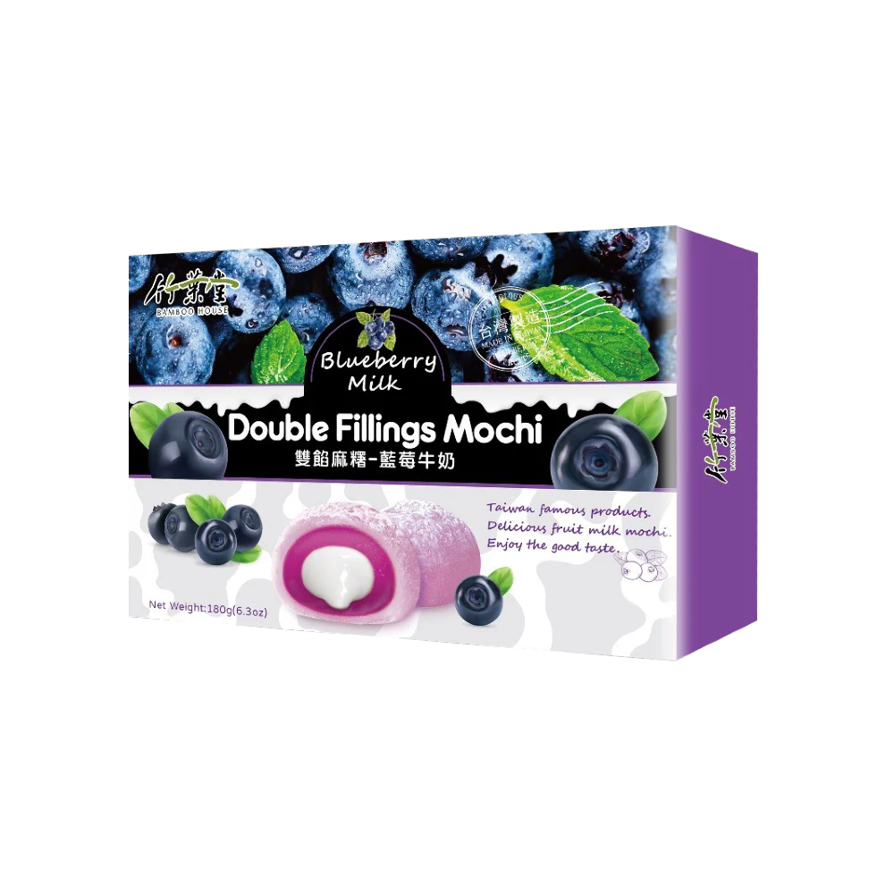 Bamboo House Double Fillings Mochi-Blueberry Milk 180G (Case 24)