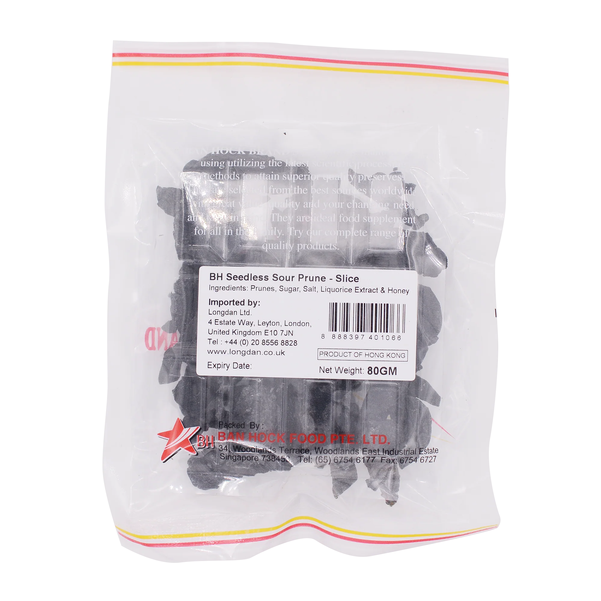 Ban Hock Seedless Sour Prune (Slice) 80g - Image 2