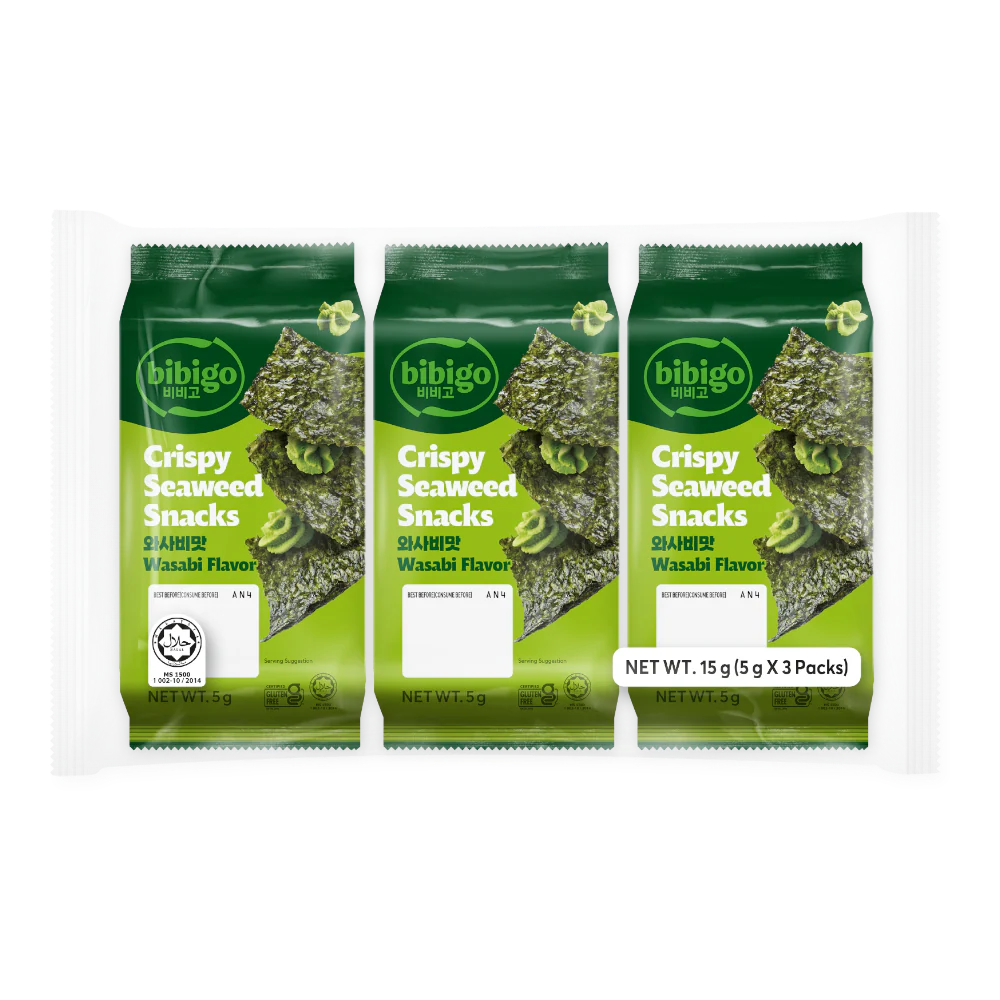 CJ BIBIGO Crispy Seasoned Snacks Wasabi Flavour (3pcs) 15g