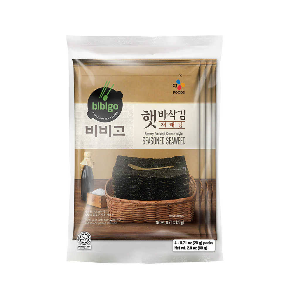 CJ BIBIGO Seasoned Sesame Seaweed Snacks (4pcs) 80g (ICase 4)