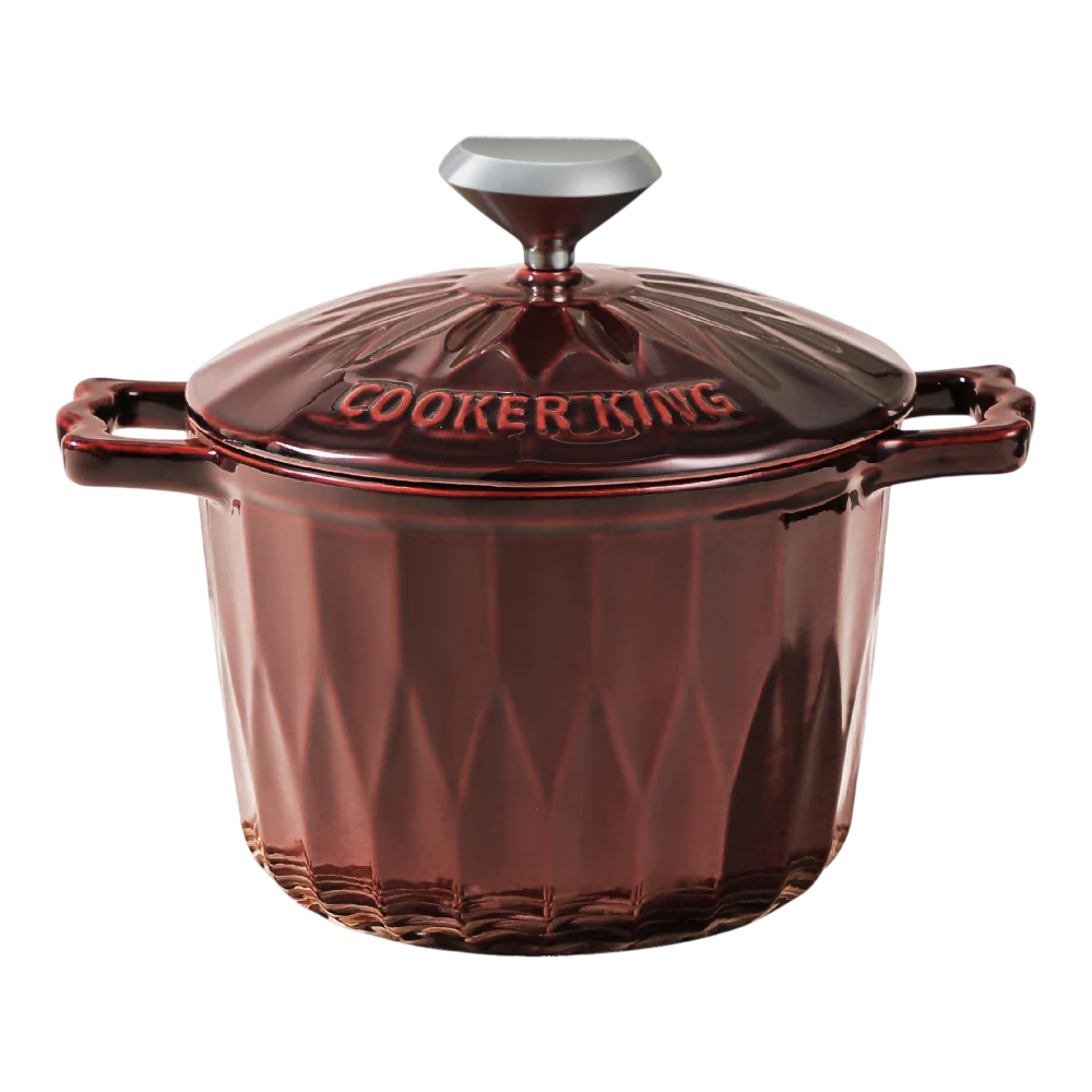 COOKER KING Enameled Cast Iron Casserole - Burgundy 18cm (Case 4)