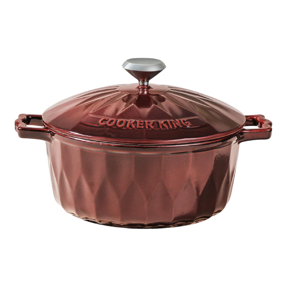 COOKER KING Enameled Cast Iron Casserole - Burgundy 24cm (Case 2)
