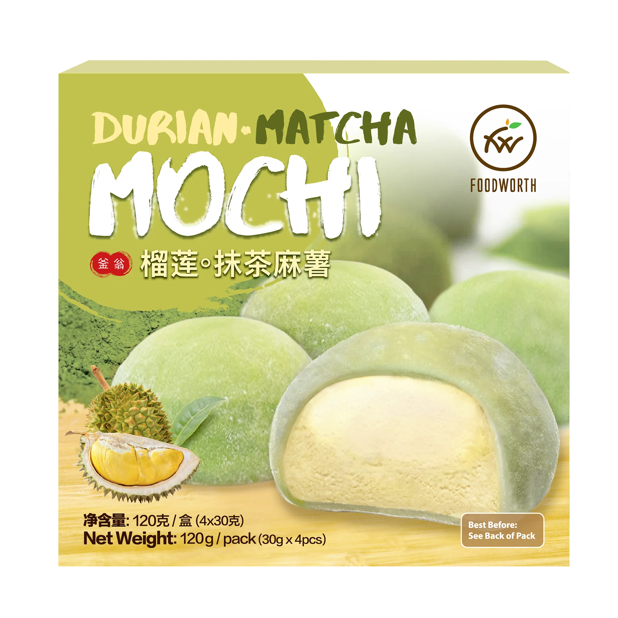 FOODWORTH Durian Matcha Mochi 120g (Frozen)