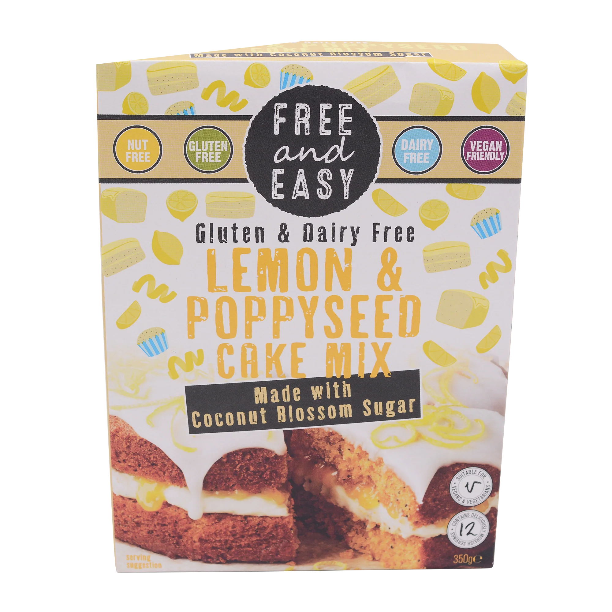 Free & Easy Gluten & Dairy Free Lemon & Poppyseed Cake Mix w/Coconut Blossom Sugar 350g