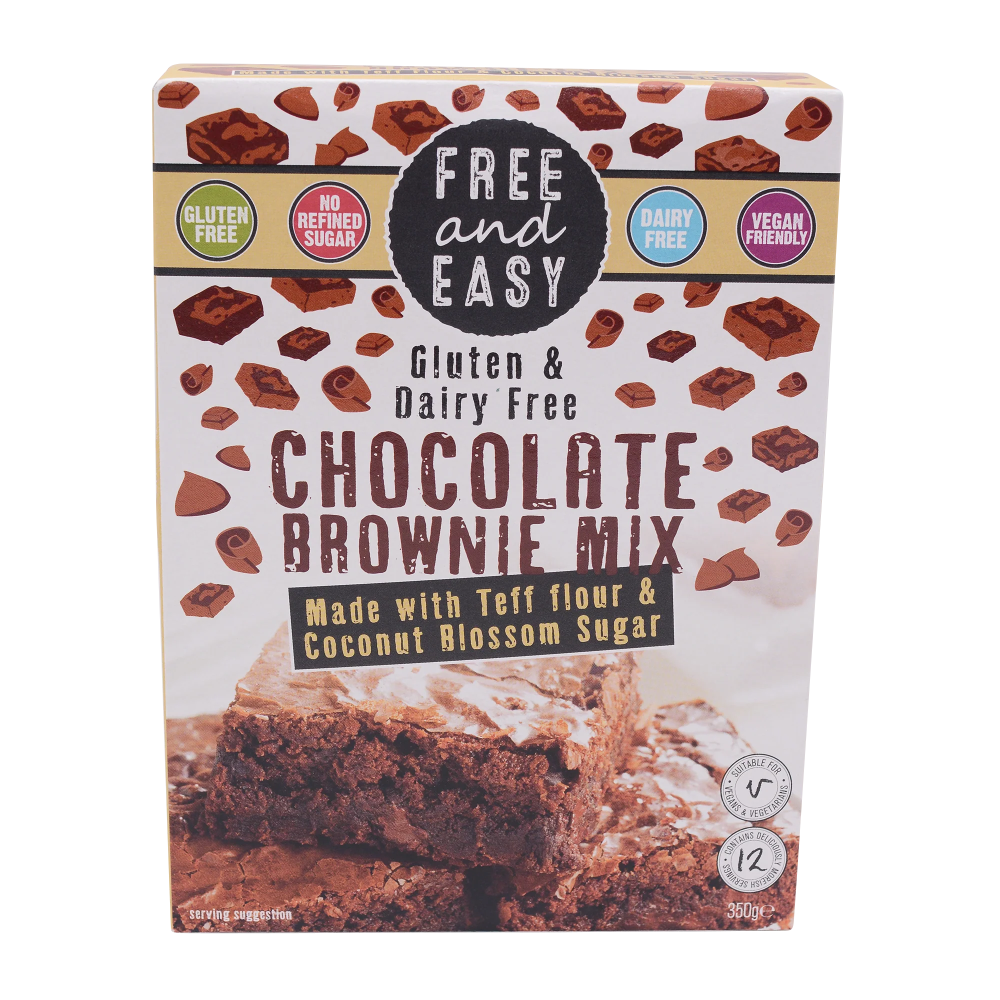 Free and Easy Gluten & Dairy Free Chocolate Brownie Mix w/ Ethiopian Teff Flour & Coconut Blossom Sugar 350g