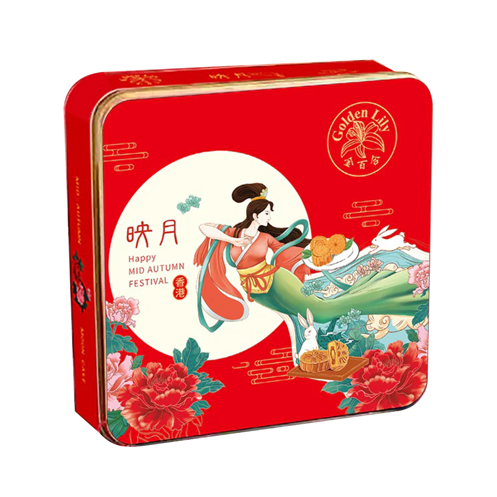 GOLDEN LILY 2-Yolk White Lotus Paste Mooncake (4pcs) 640g (Case 12) - Image 2