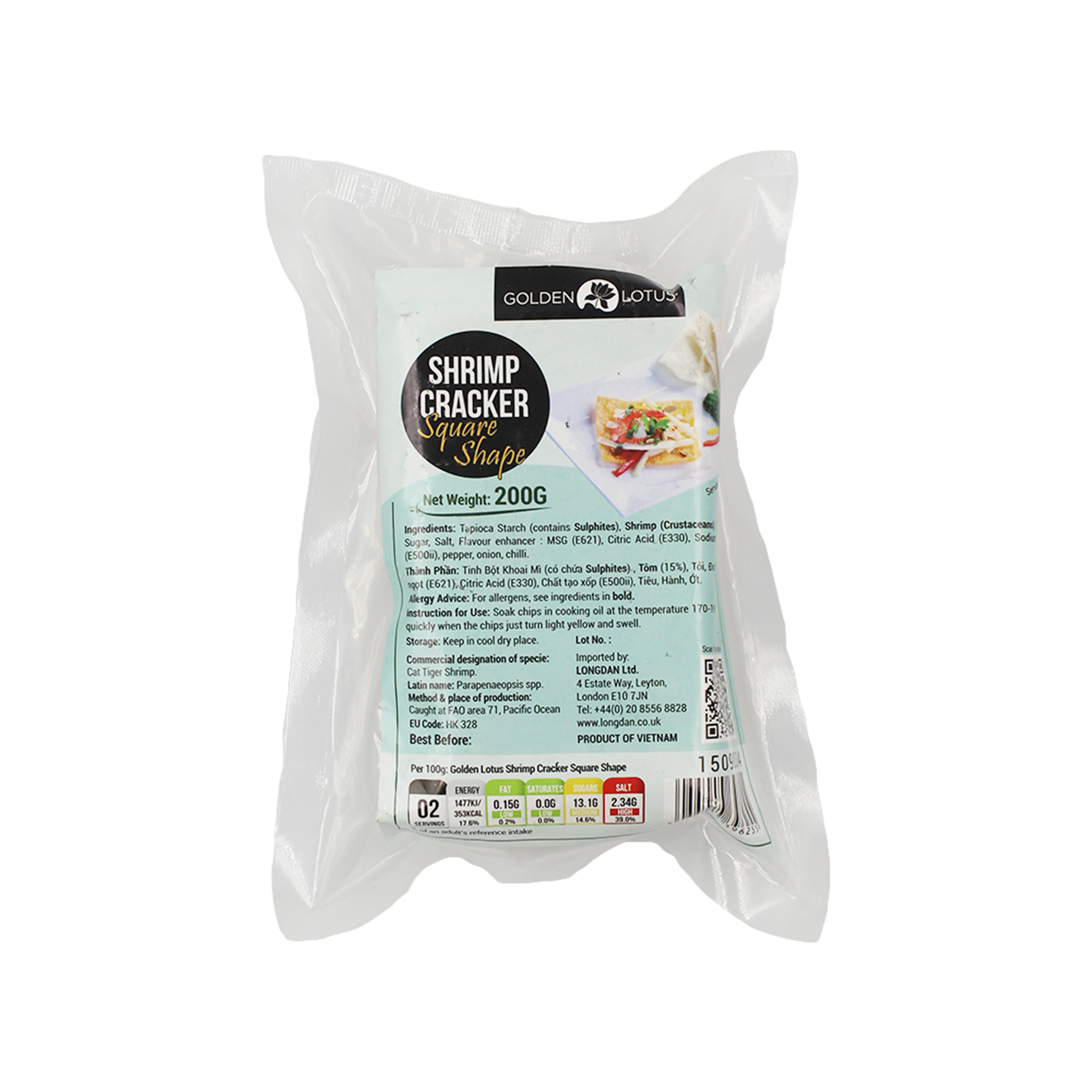 Golden Lotus Shrimp Cracker €“ Square Shape 200G (Case 30)