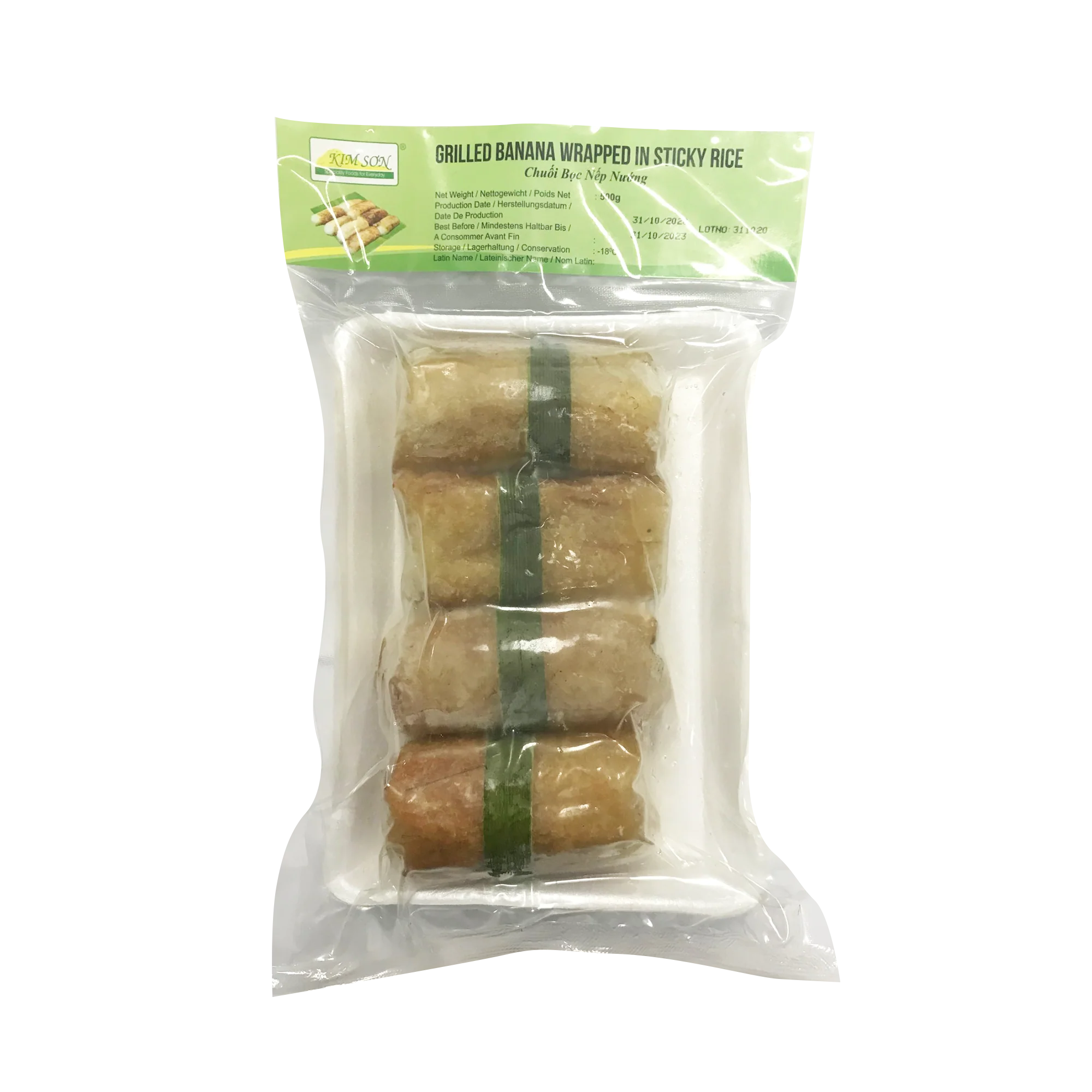 Grilled Banana Wrapped in Sticky Rice 500g (Frozen)