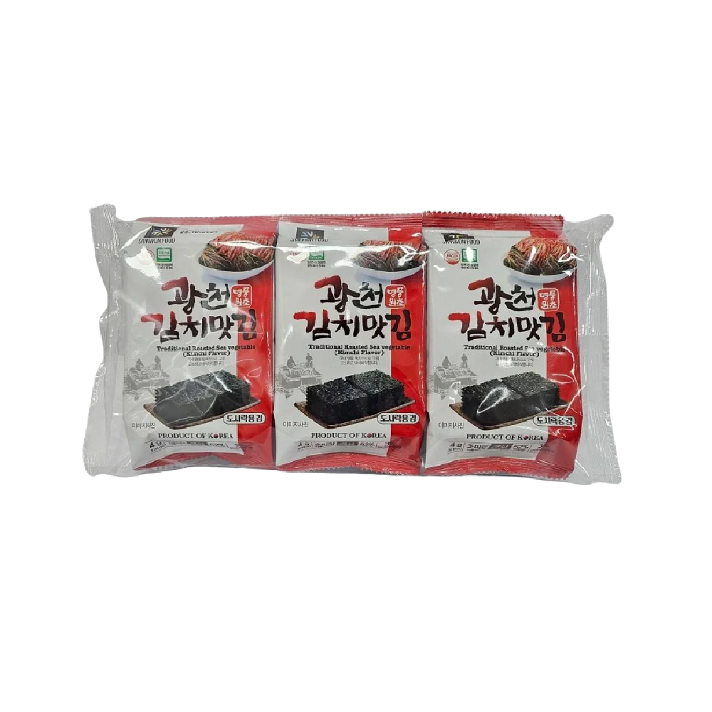 GWANGCHEON Crispy Seaweed Snacks Kimchi Flavour (3pcs) 12g