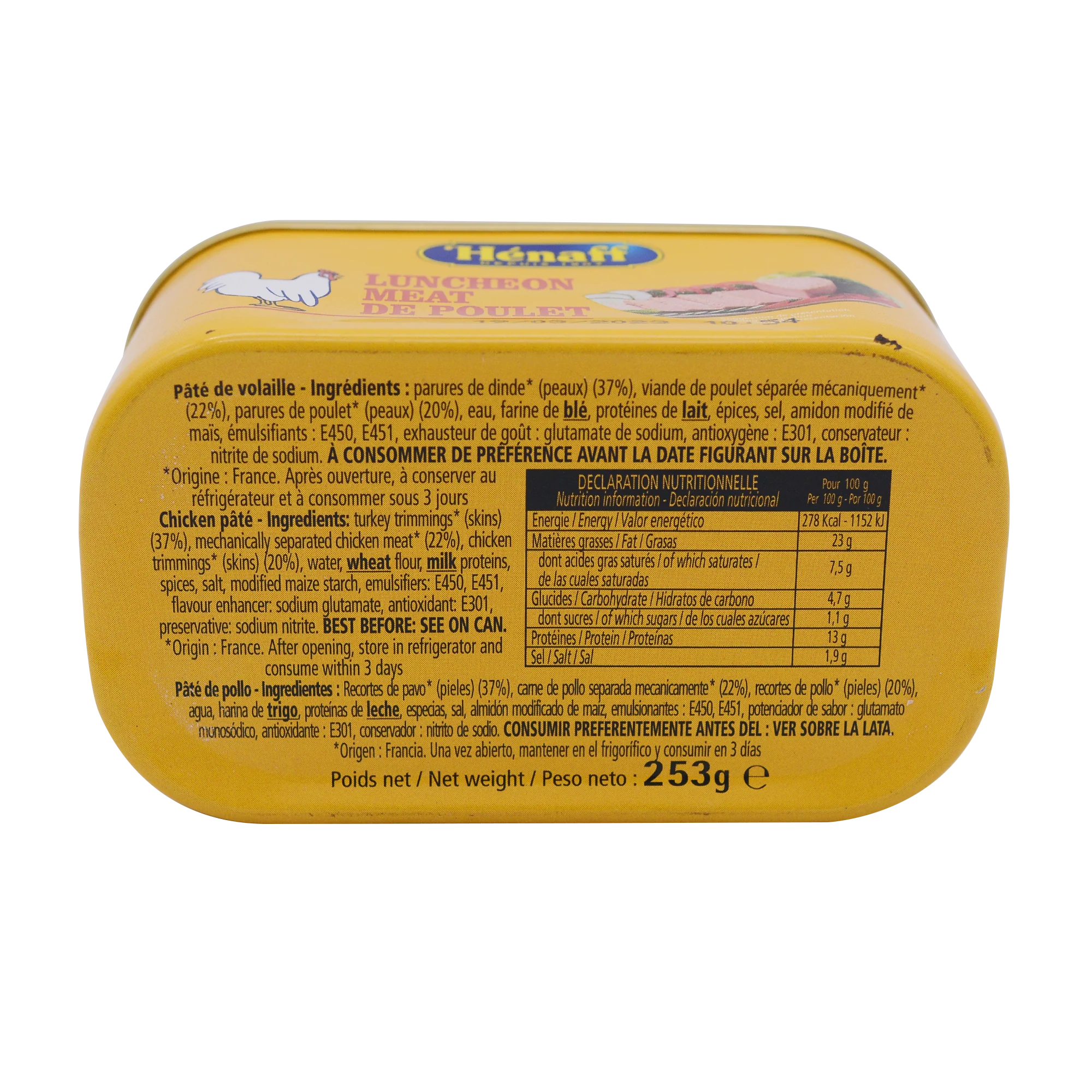 HENAFF Luncheon Meat De Poulet/ Chicken Luncheon Meat 253g - Image 3