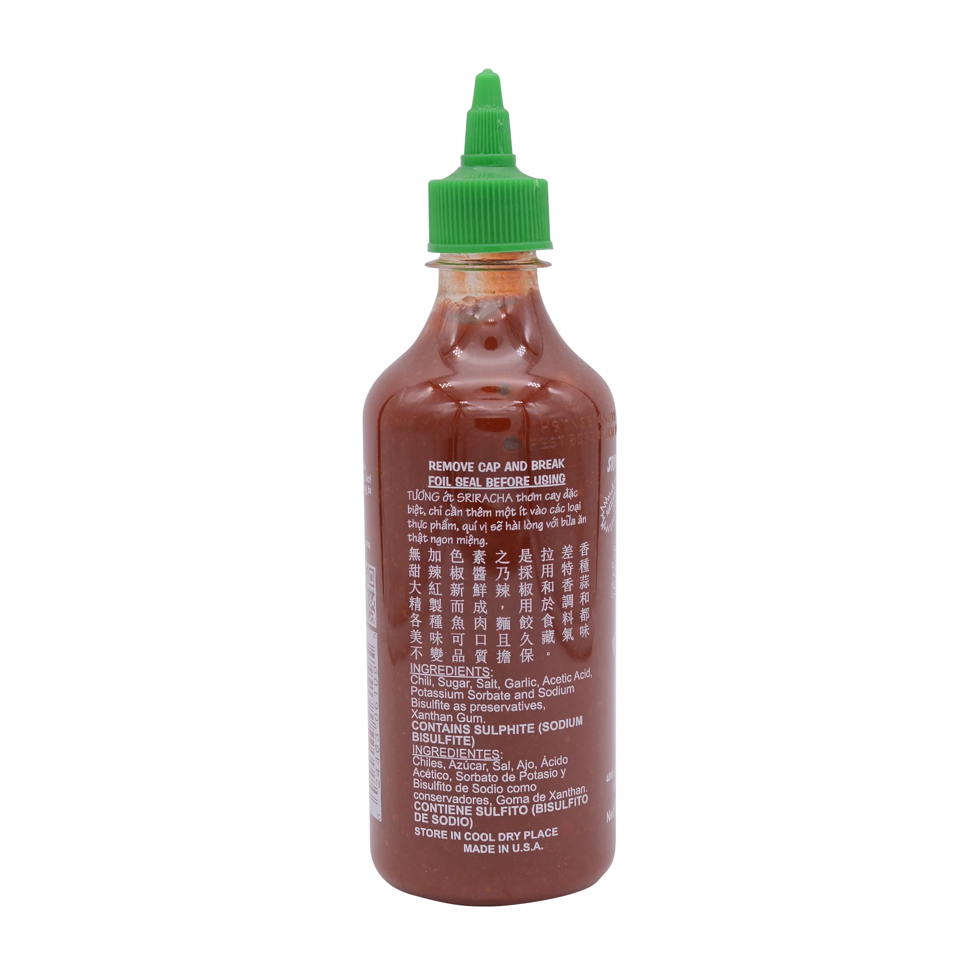 Huy Fong Sriracha Hot Chilli Sauce Usa 482g (435ml) - Image 3