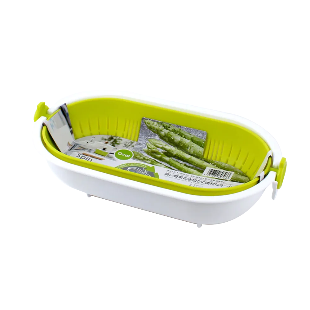 KOKUBO Spin Wheel Colander Oval-Green