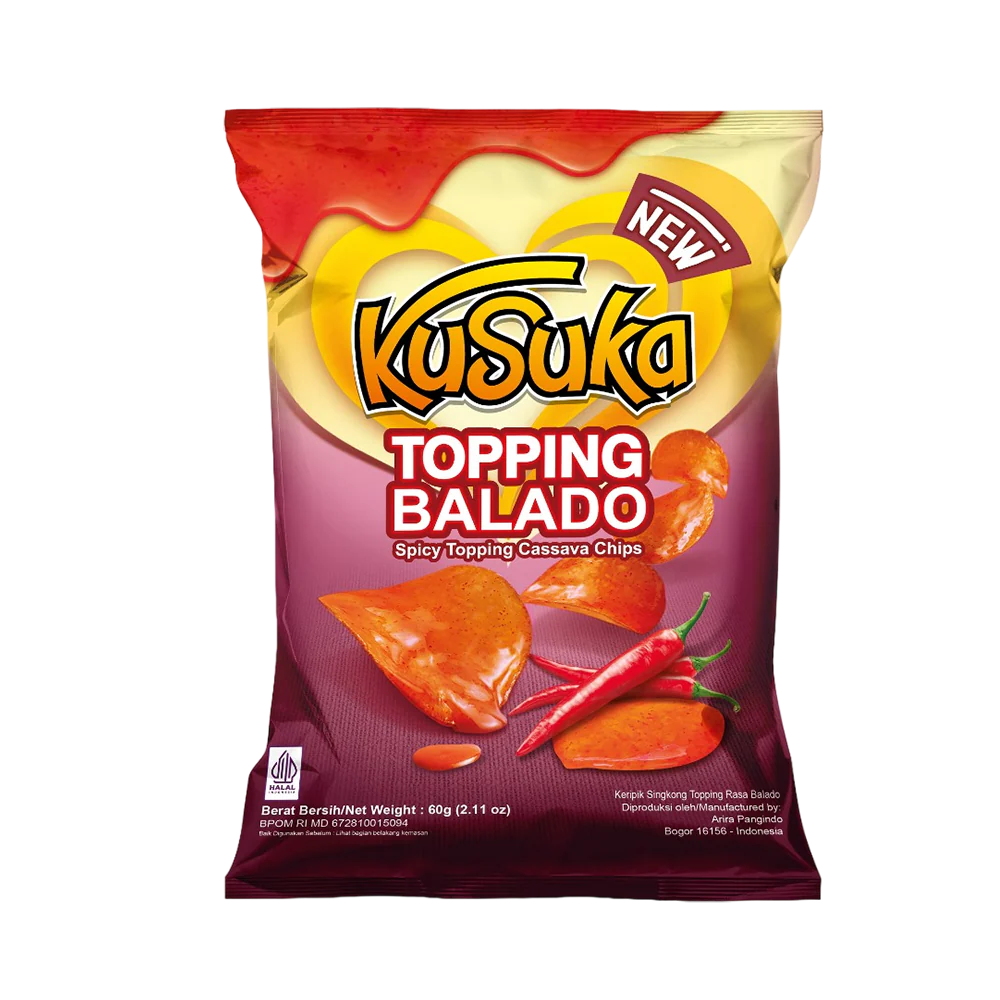 KUSUKA Cassava Chips Spicy Topping Balado 60gr