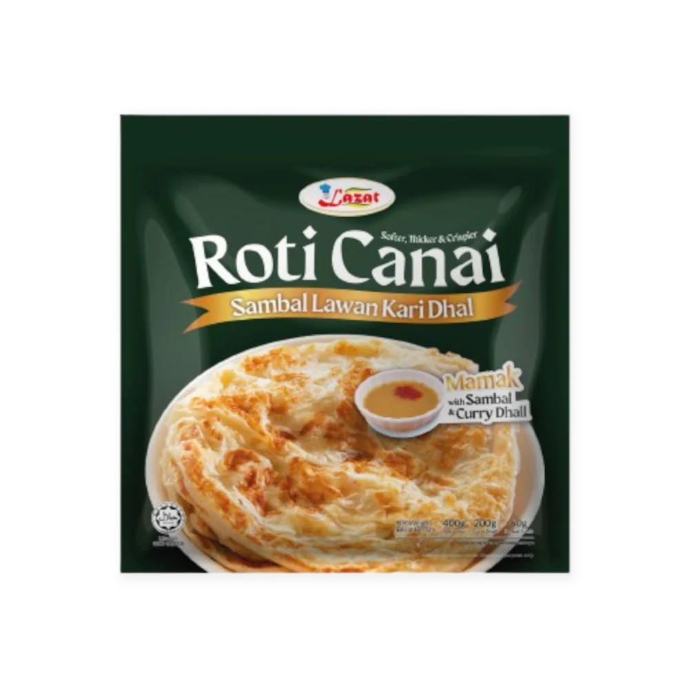 LAZAT ROTI CANAI - SAMBAL LAWAN CURRY DHALL 4'S 660g (Frozen)