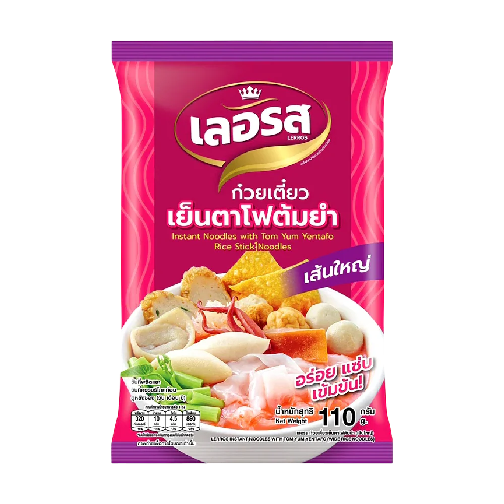 LERROS Instant Noodles with Tom Yum Yentafo Wide Rice Noodles 110g
