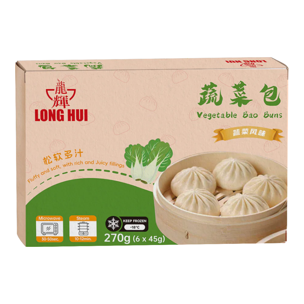 LONG HUI Vegetable Bao Buns 270g (Frozen)