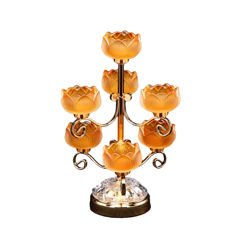 LONGDAN 7 - Flowers Lotus Candle Holder 11 Inches