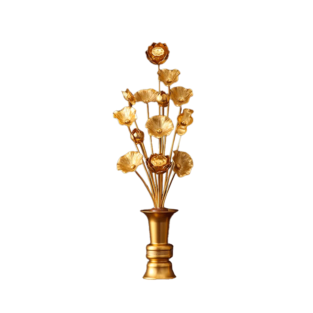 LONGDAN Aluminum Lotus Vase 15.5 Inches