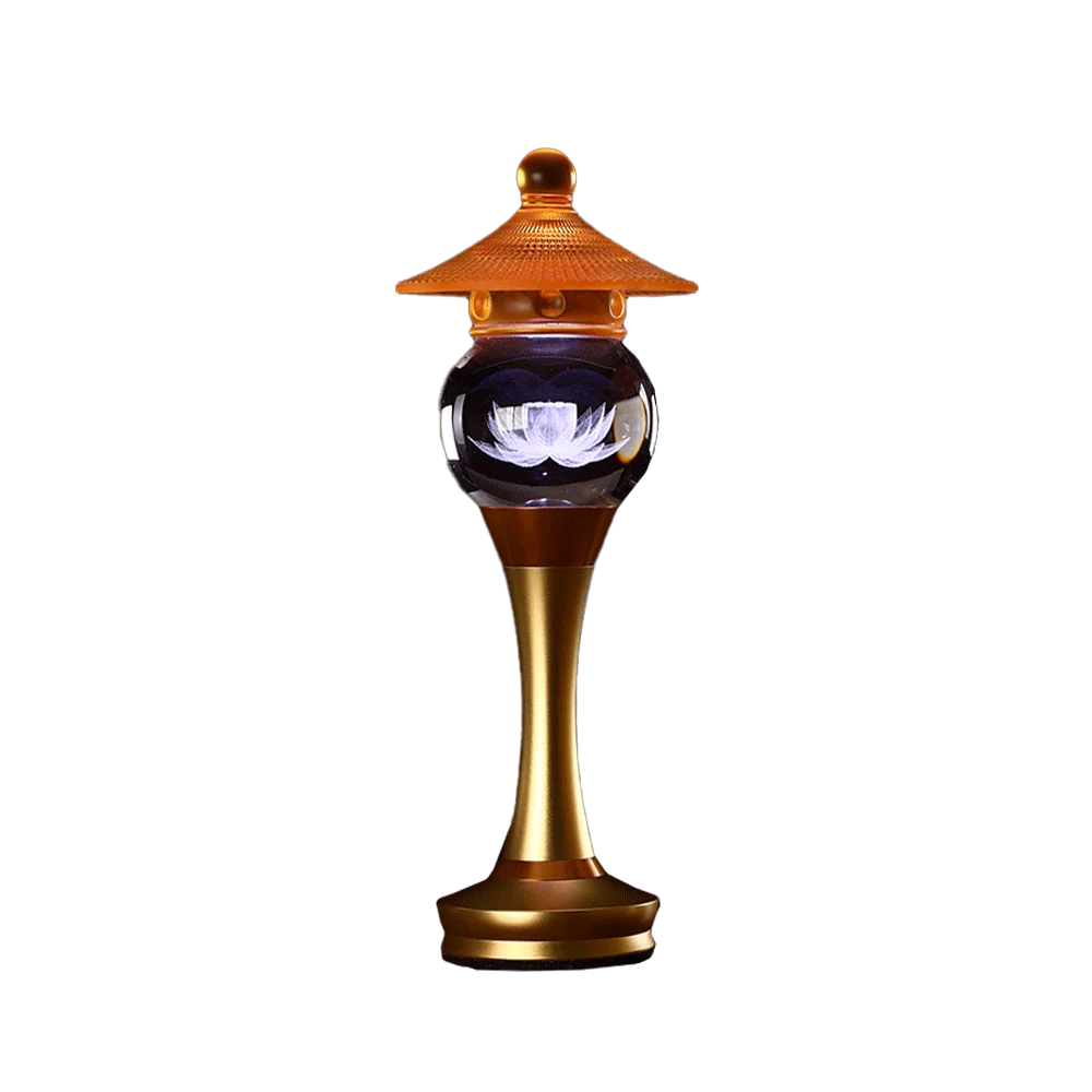 LONGDAN Crystal Compassion Palace Rechargeable Lamp 15 Inches