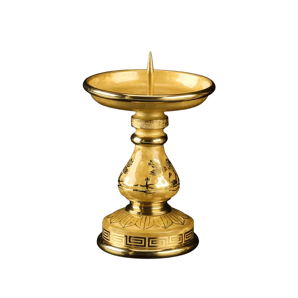 LONGDAN Golden Lotus Candle Holder 4.5 Inches
