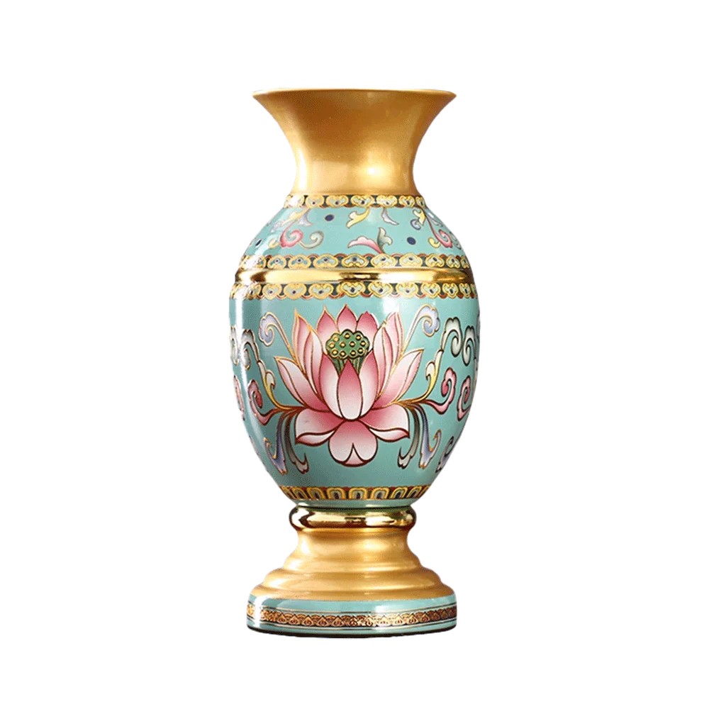 LONGDAN Golden Lotus Vase 8.5 Inches