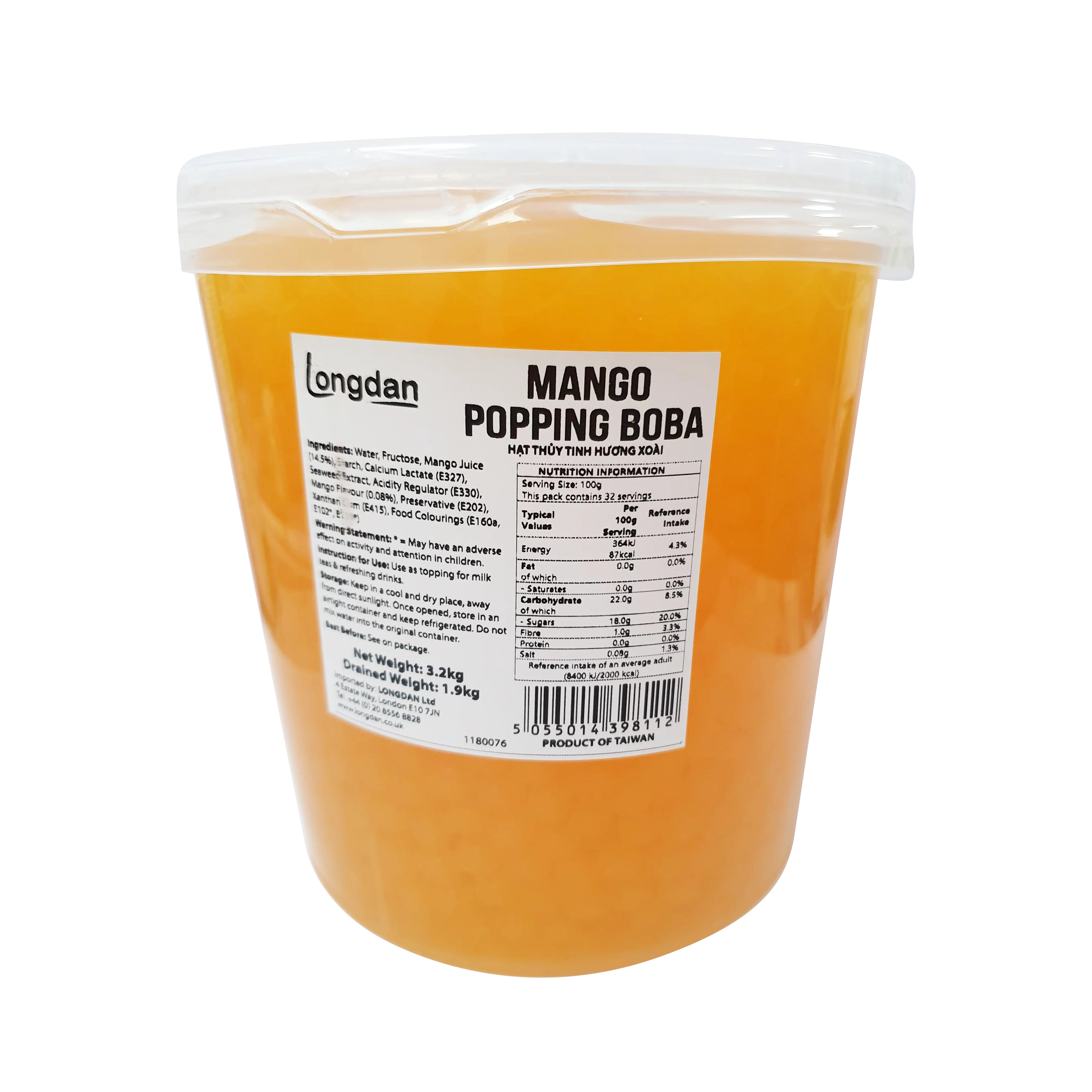 Longdan Mango Popping Boba 3.2kg