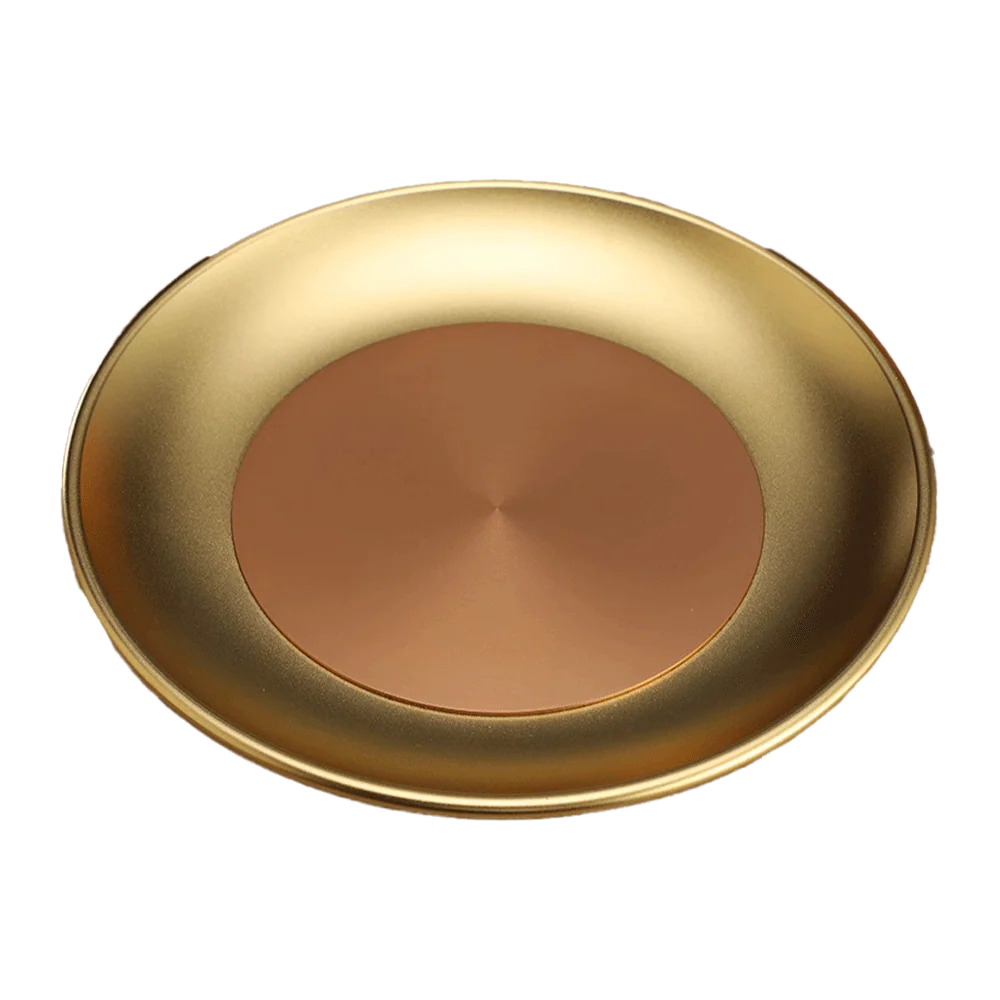 LONGDAN Metallic Golden Altar Offering Plate 8 inches