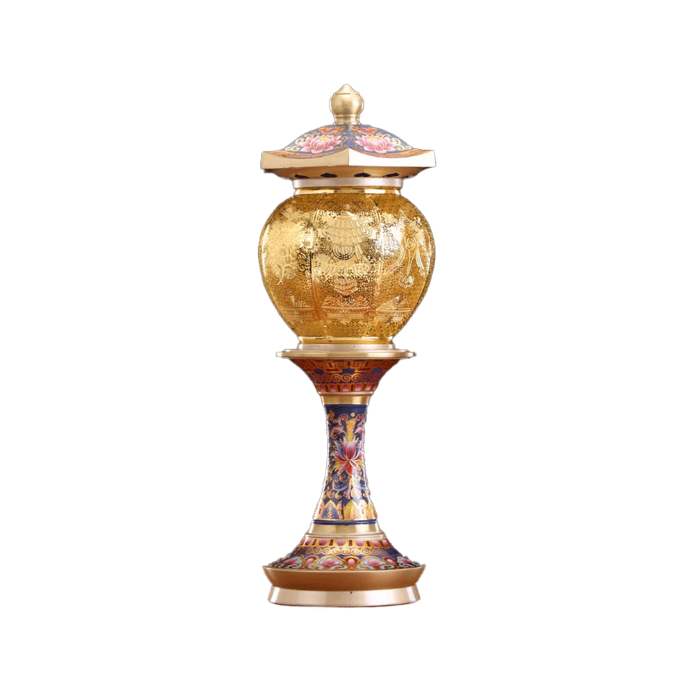 LONGDAN Midnight Blue Lotus Lamp 13 Inches