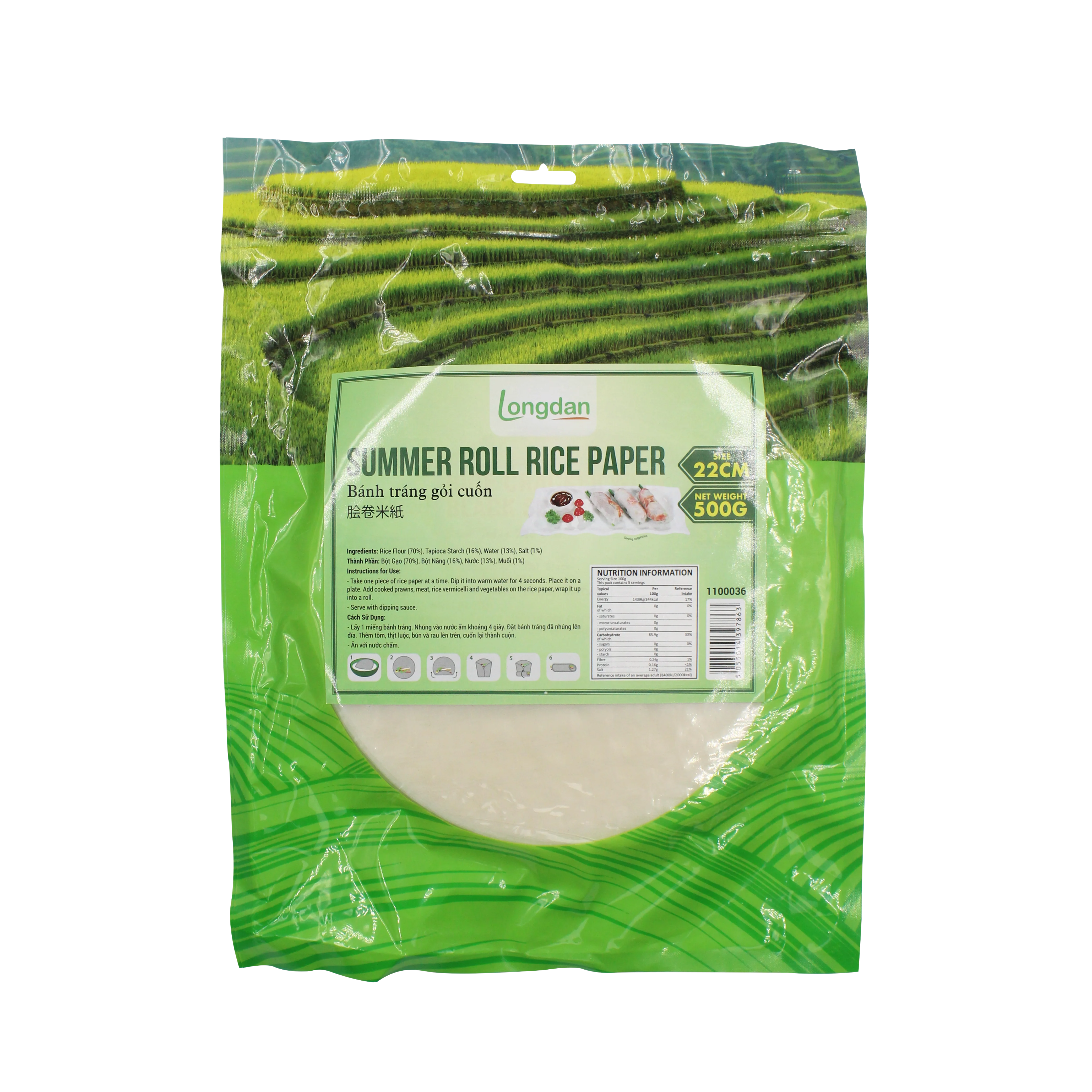 Longdan Summer Roll Rice Paper 22cm 500gr