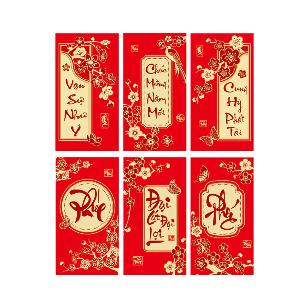 Longdan Vietnamese Red Envelope 6pcs