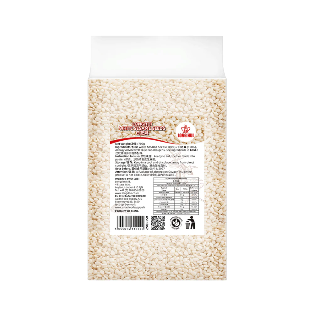 LONGHUI Vacuum-Packed White Sesame Seeds 700g (Case 10)