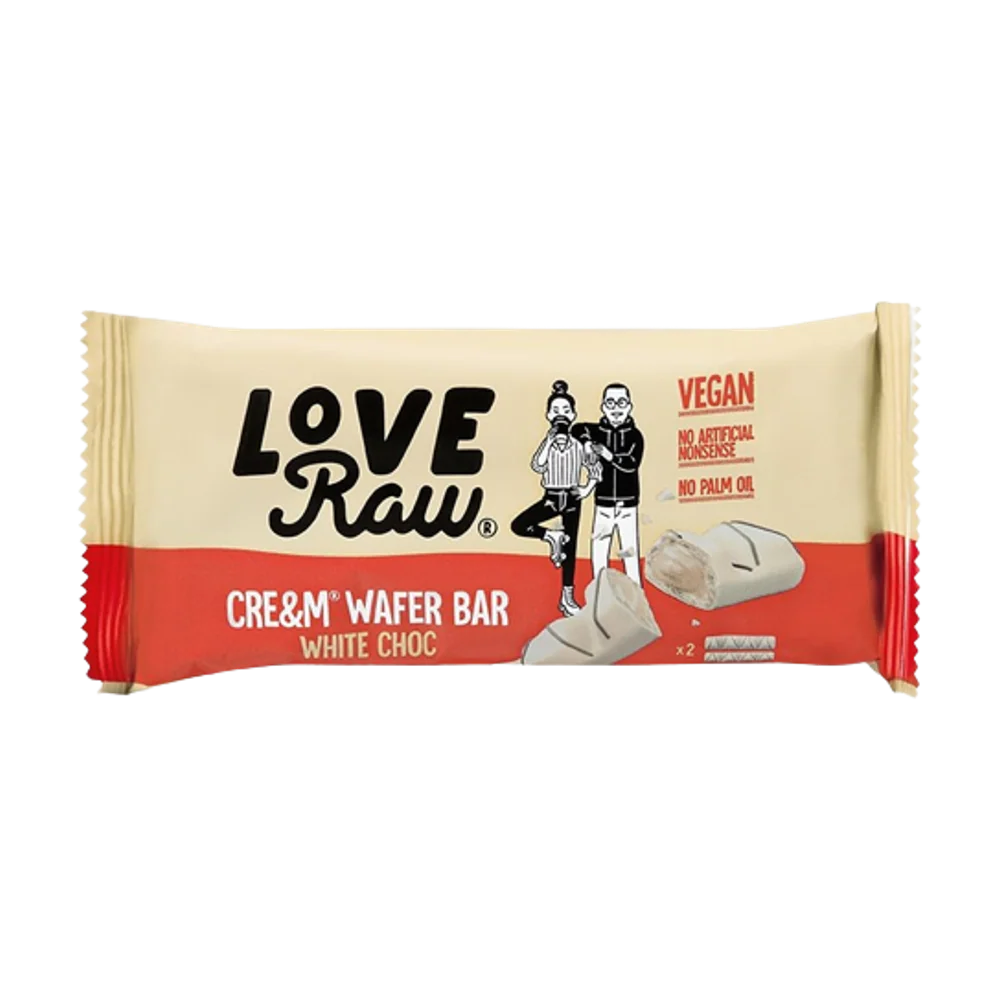 LOVERAW Cream Filled White Choc Wafer 45g