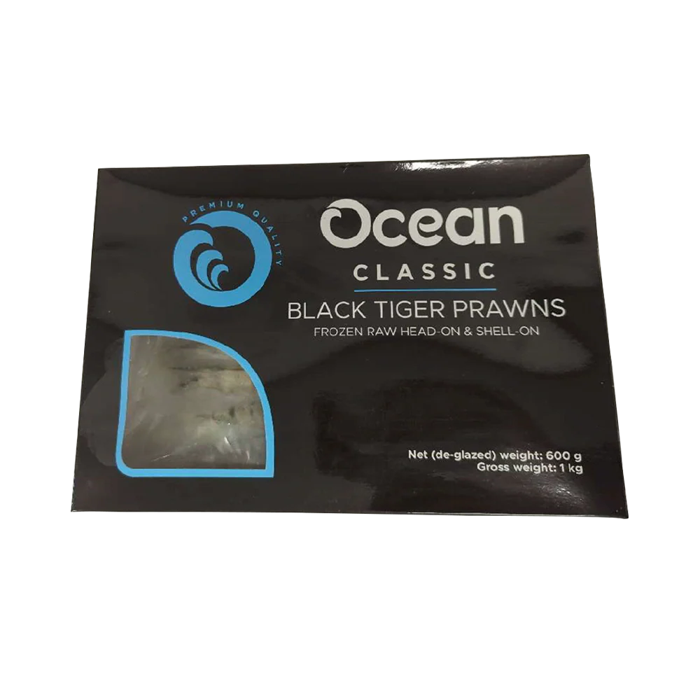 OCEAN CLASSIC Black Tiger HOSO 8/12 600g net (1kg Gr) (Frozen)
