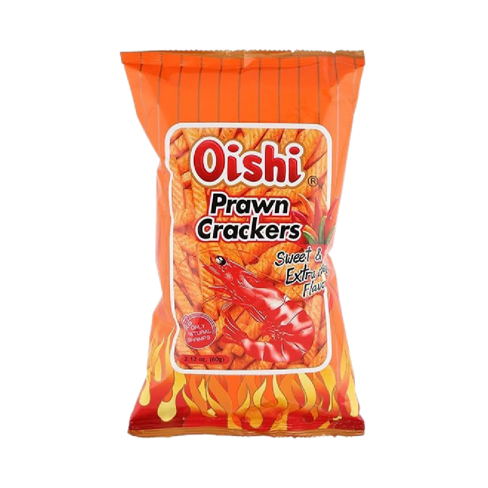 OISHI Prawn Crackers Sweet & Extra Hot Flavor 60g