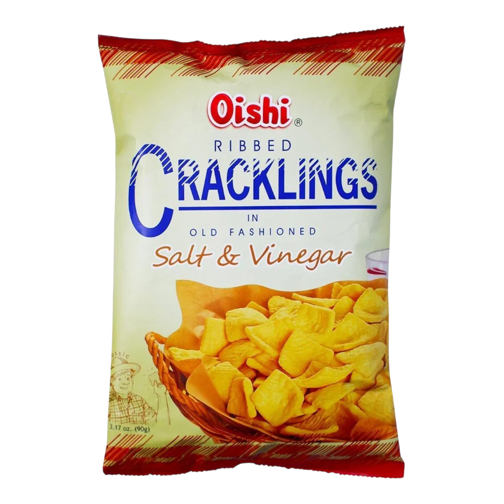 Oishi Ribbed Cracklings Salt & Vinegar 90g (Case 30)