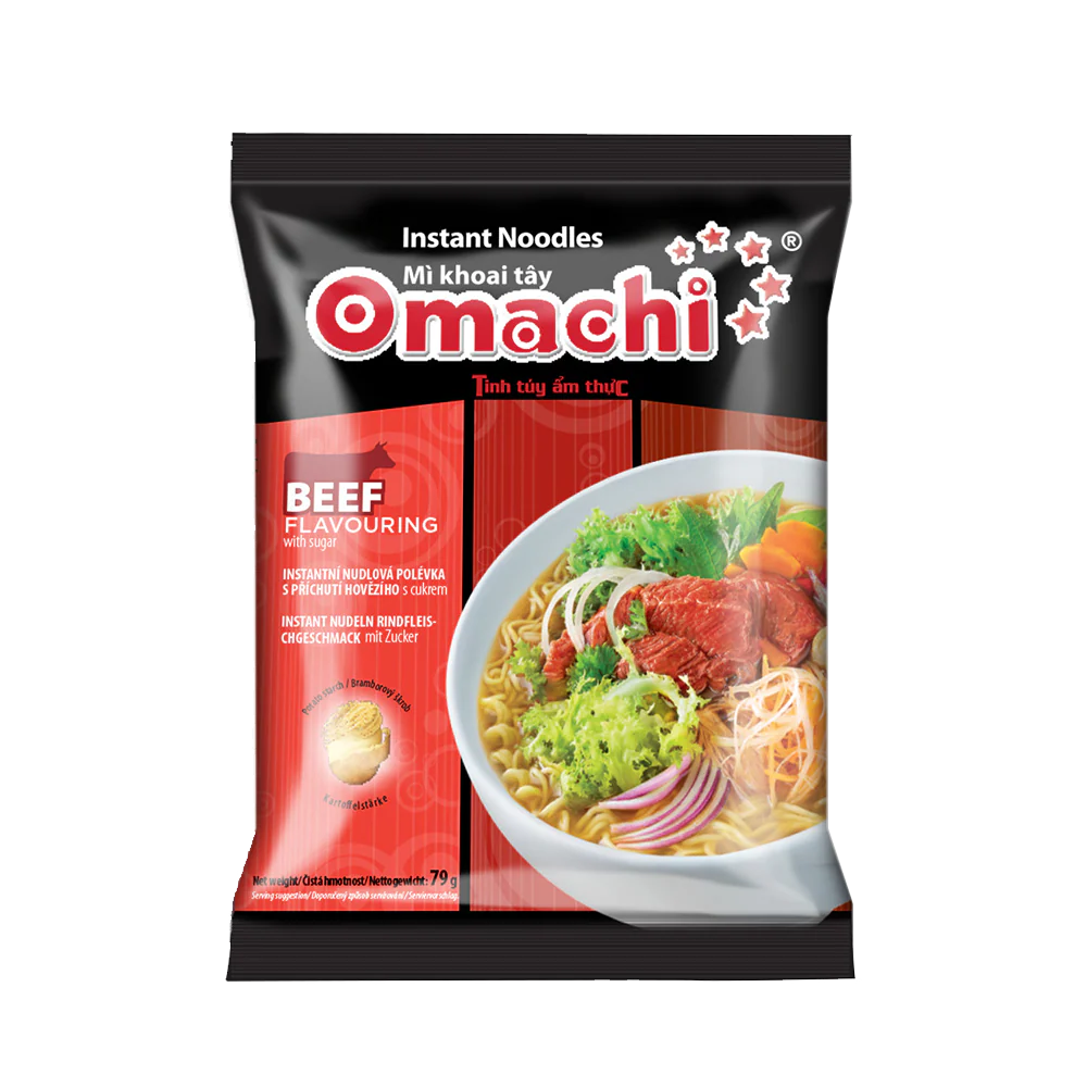 OMACHI Instant Noodles With Potato Starch _ Beef Flavouring 79g (Case 30)
