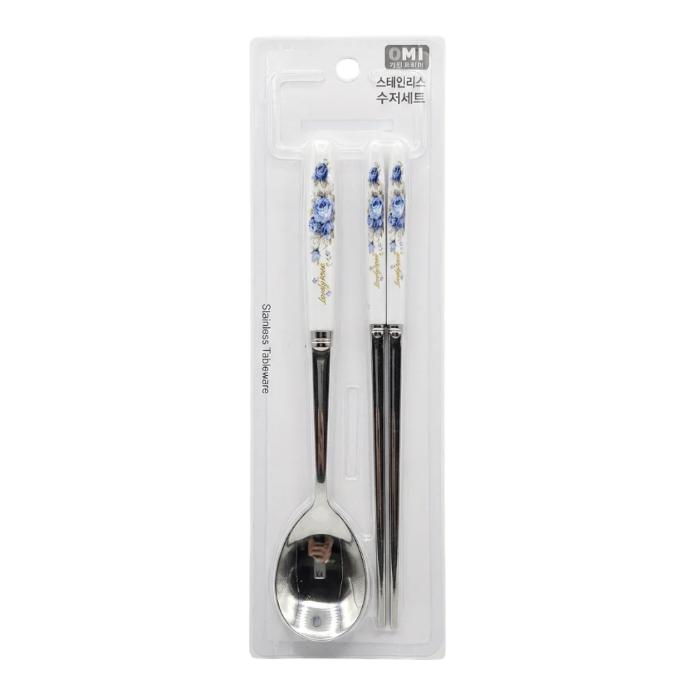 OMI Spoon & Chopstick Set Blue Rose 96g