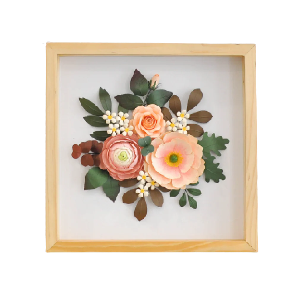 Paper Flowers Shadow Box 33x33 - Pretty Girl