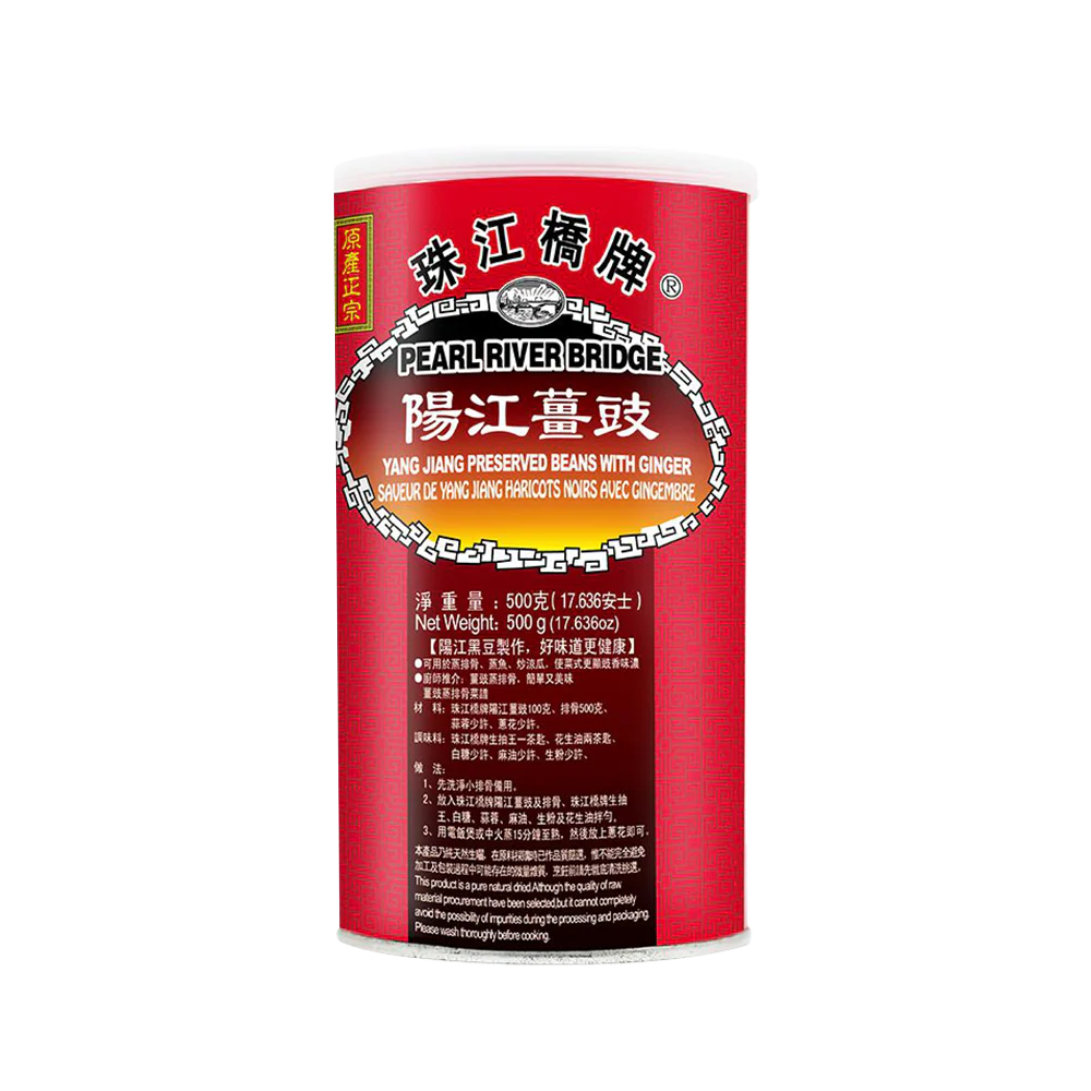 PEARL RIVER BRIDGE Yang Jiang Preserved Black Beans With Ginger 500g (Case 24)