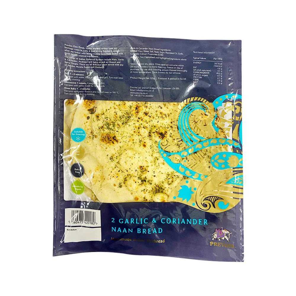 PREVINS Garlic & Corriander Tandoori Naan 320g (BBD 20/12/2022)