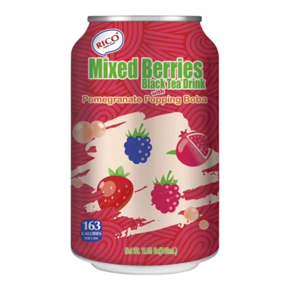 Rico- Mixed Berries Black Tea Drink (with Passion Fruit Popping Boba) 340ml