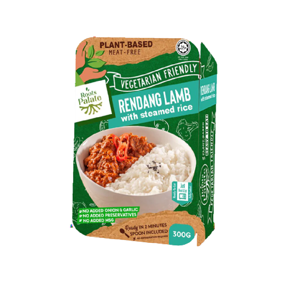 Roots Palate Vegetarian Rendang Lamb With Steamed Rice 300g