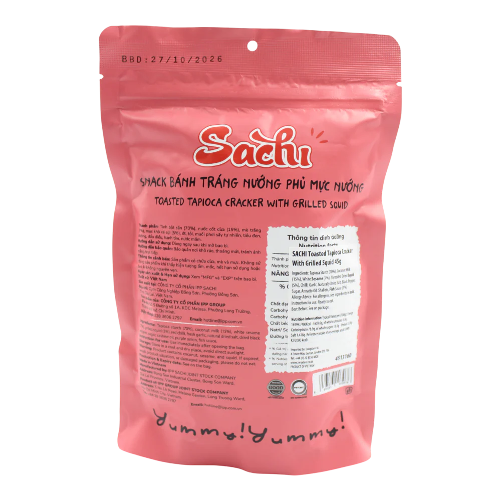 SACHI Toasted Tapioca Cracker With Grilled Squid 45g (Case 50) - Image 2