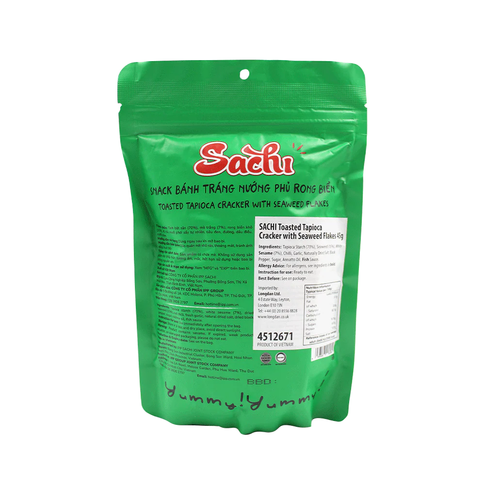 SACHI Toasted Tapioca Cracker With Seaweed Flakes 45g - Image 2