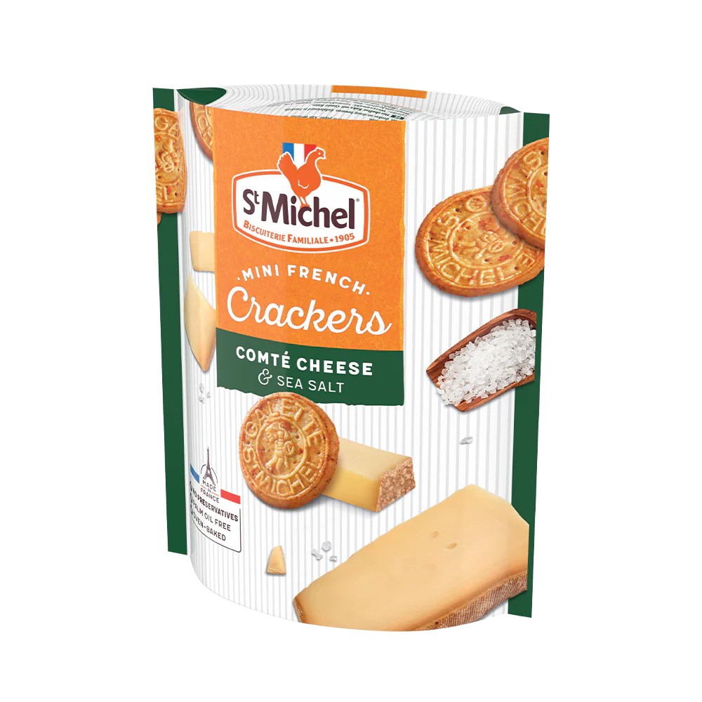 ST MICHEL Mini French Crackers Comte Cheese and Sea Salt 100g - Image 3