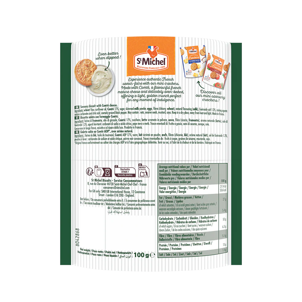 ST MICHEL Mini French Crackers Comte Cheese and Sea Salt 100g - Image 4