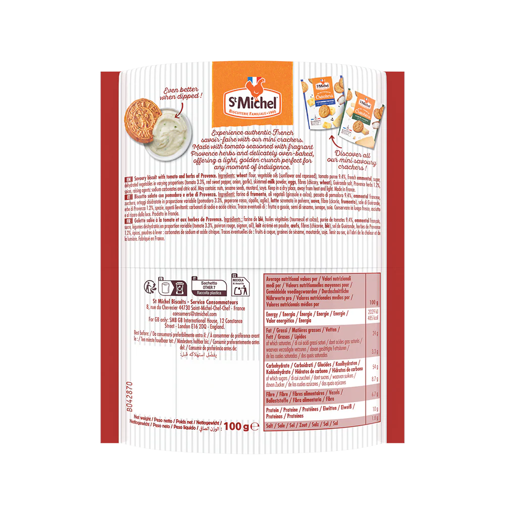 ST MICHEL Mini French Crackers Tomato and Herb 100g - Image 4